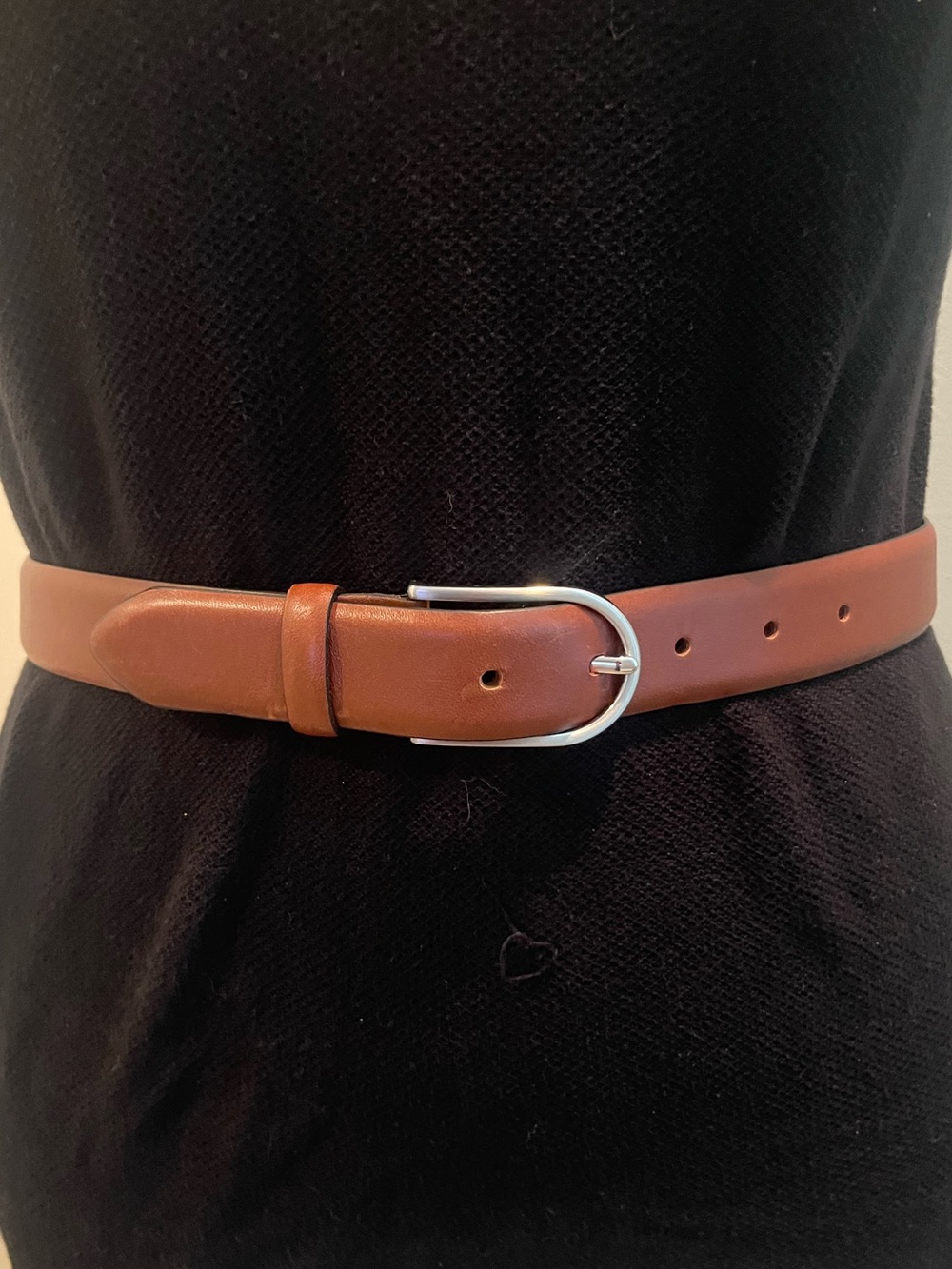 Classic Brown Leather Women's Belt with Silver Buckle - NWOT